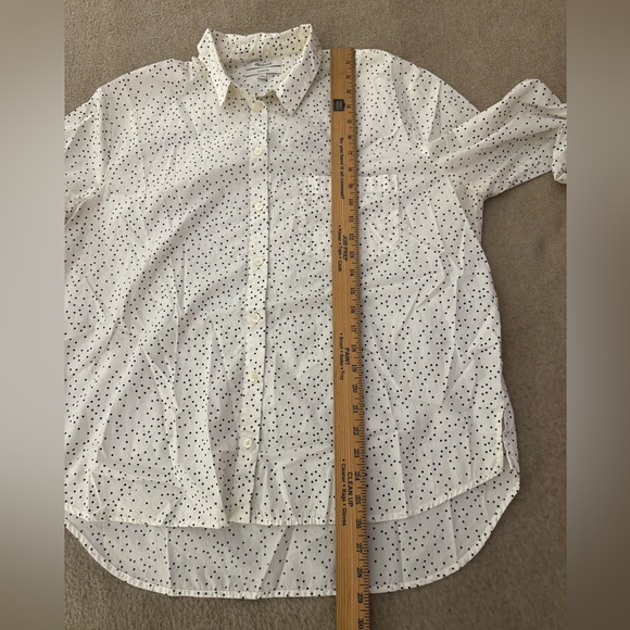Madewell Oversized White W/Black Mini Polka Dot Long Sleeve Button Up Shirt Lg - Picture 6 of 9
